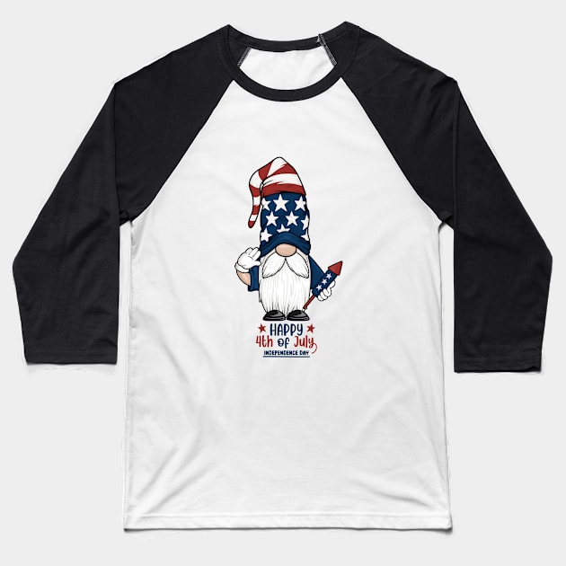 Patriotic Gnome Baseball T-Shirt by TheRoverhate